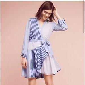 Maeve striped blue and white wrap dress